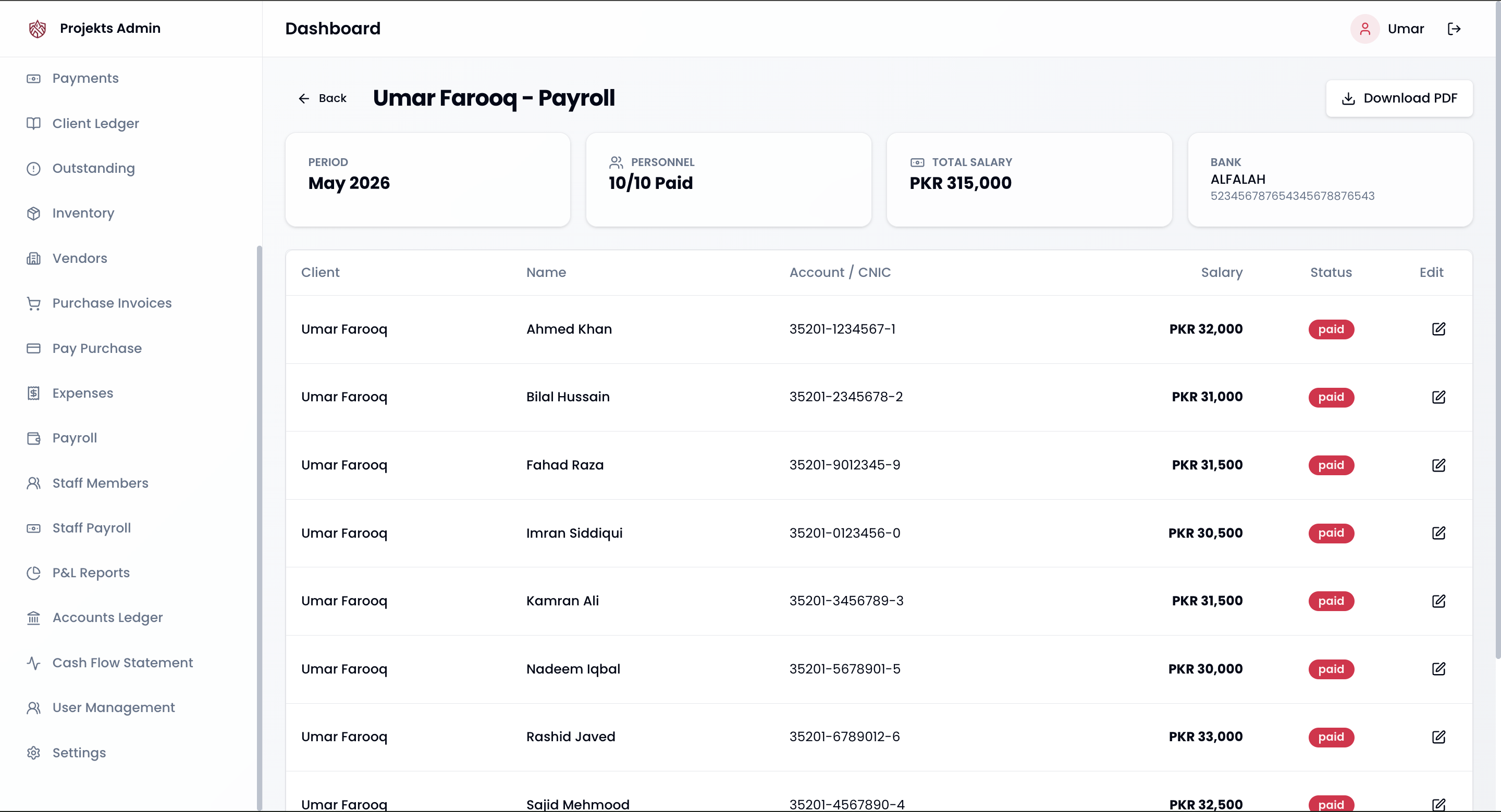 Payroll Module Interface